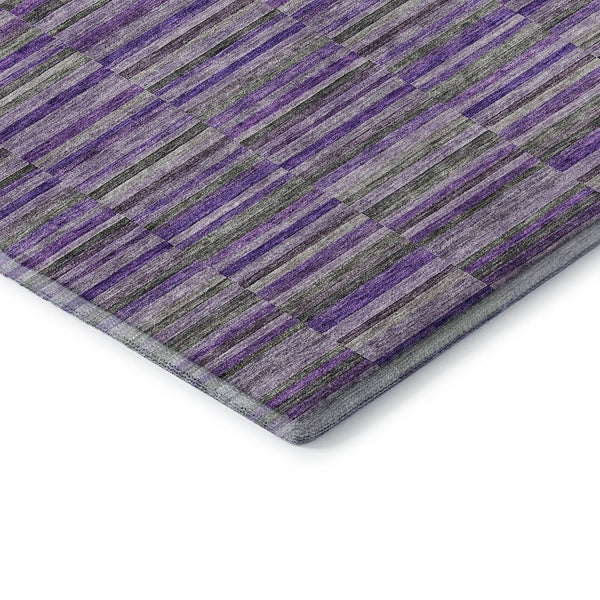 HomeRoots 10' Purple and Gray Striped Washable Area Rug - Durable, Stain-Resistant, UV Protected for Homes 666287