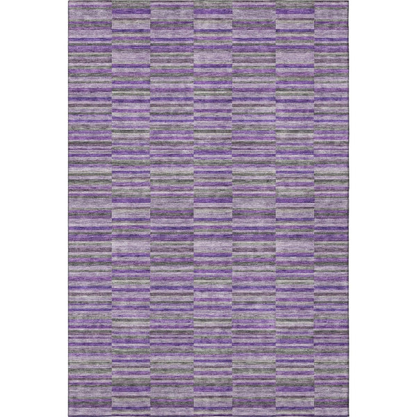 HomeRoots 10' Purple and Gray Striped Washable Area Rug - Durable, Stain-Resistant, UV Protected for Homes 666287