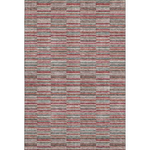 HomeRoots 8' X 10' Striped Area Rug in Red, Beige & Copper - Washable, Durable & UV-Protected for Homes 666291