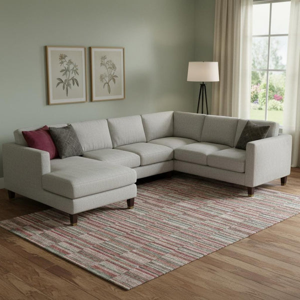 HomeRoots 9' X 12' Striped Area Rug in Red, Beige, Copper - Washable, UV-Protected, Durable & Stylish Décor 666292
