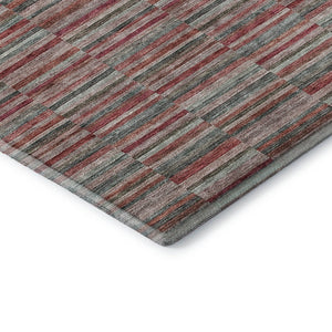 HomeRoots 9' X 12' Striped Area Rug in Red, Beige, Copper - Washable, UV-Protected, Durable & Stylish Décor 666292