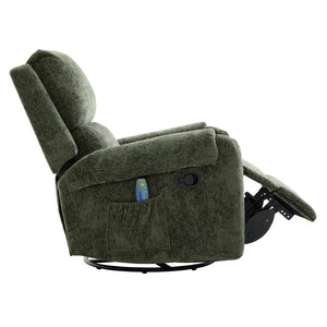 English Elm Manual Recliner Swivel Rocker Massage Chair Chenille Nursery and Living Room Seat Green N763P347287F
