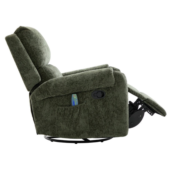 English Elm Manual Recliner Swivel Rocker Massage Chair Chenille Nursery and Living Room Seat Green N763P347287F