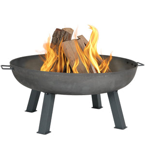 HomeRoots 34" Gray Steel Wood Burning Fire Pit - Sturdy Round Design for Cozy Outdoor Gatherings & Ambiance 666300