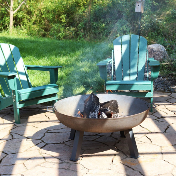 HomeRoots 34" Gray Steel Wood Burning Fire Pit - Sturdy Round Design for Cozy Outdoor Gatherings & Ambiance 666300