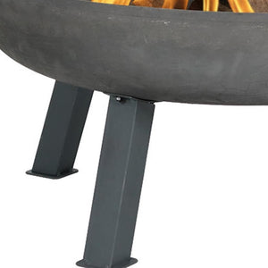 HomeRoots 34" Gray Steel Wood Burning Fire Pit - Sturdy Round Design for Cozy Outdoor Gatherings & Ambiance 666300
