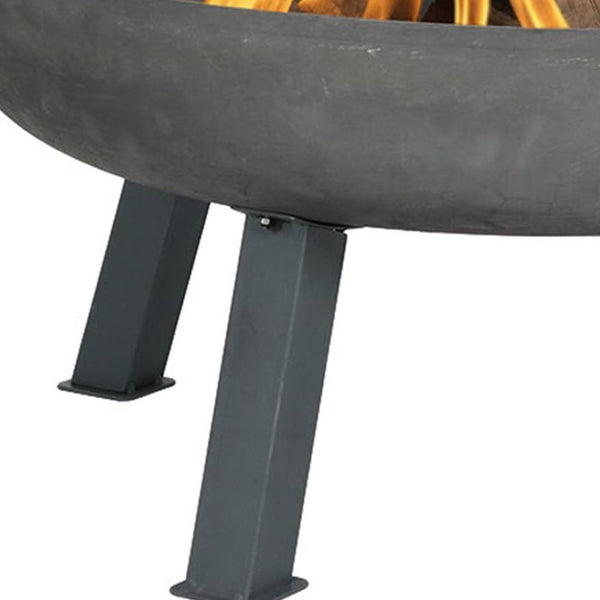 HomeRoots 34" Gray Steel Wood Burning Fire Pit - Sturdy Round Design for Cozy Outdoor Gatherings & Ambiance 666300