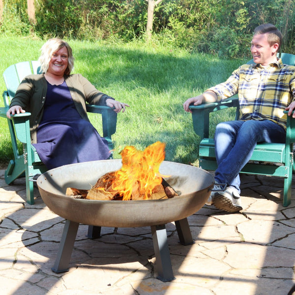 HomeRoots 34" Gray Steel Wood Burning Fire Pit - Sturdy Round Design for Cozy Outdoor Gatherings & Ambiance 666300
