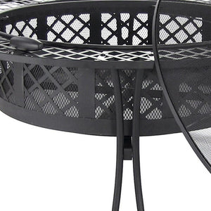 HomeRoots 40" Black Steel Wood Burning Fire Pit - Create Cozy Outdoor Gatherings with Spark Screen & Poker 666302
