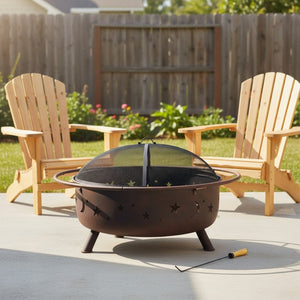 HomeRoots 42" Bronze Steel Wood Burning Fire Pit - Durable, Stylish, and Perfect for Cozy Outdoor Gatherings 666303