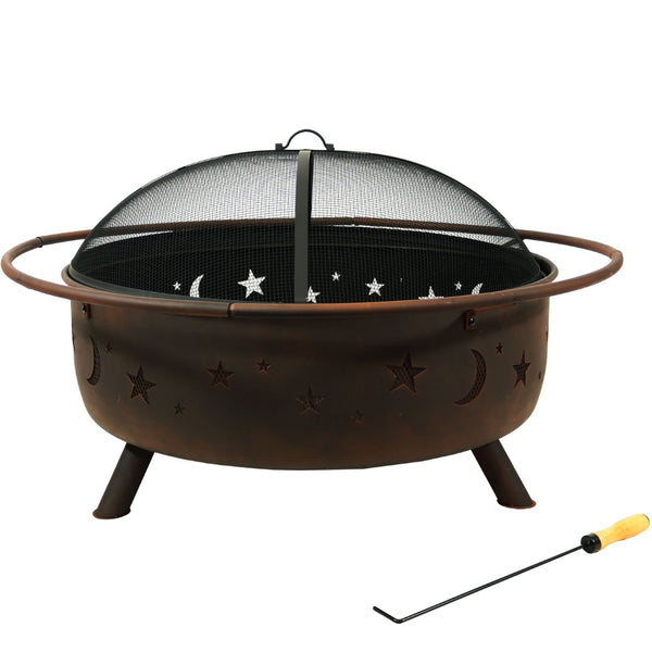HomeRoots 42" Bronze Steel Wood Burning Fire Pit - Durable, Stylish, and Perfect for Cozy Outdoor Gatherings 666303