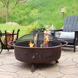 HomeRoots 42" Bronze Steel Wood Burning Fire Pit - Durable, Stylish, and Perfect for Cozy Outdoor Gatherings 666303