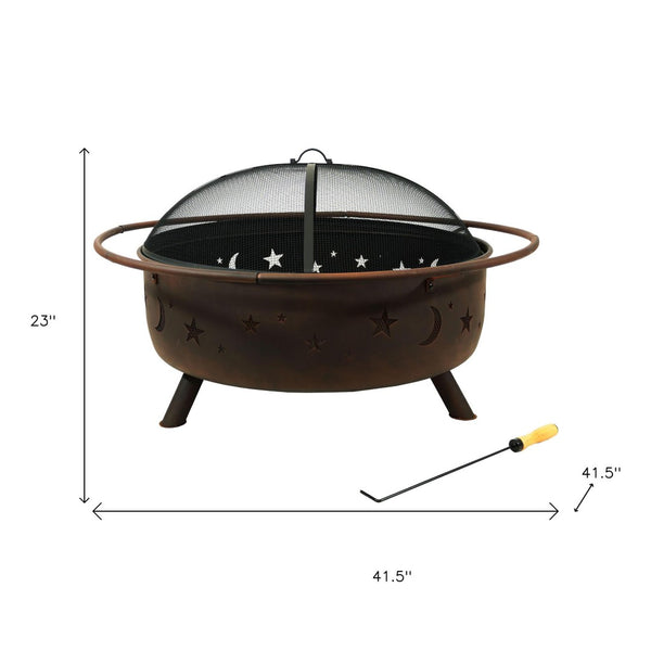 HomeRoots 42" Bronze Steel Wood Burning Fire Pit - Durable, Stylish, and Perfect for Cozy Outdoor Gatherings 666303