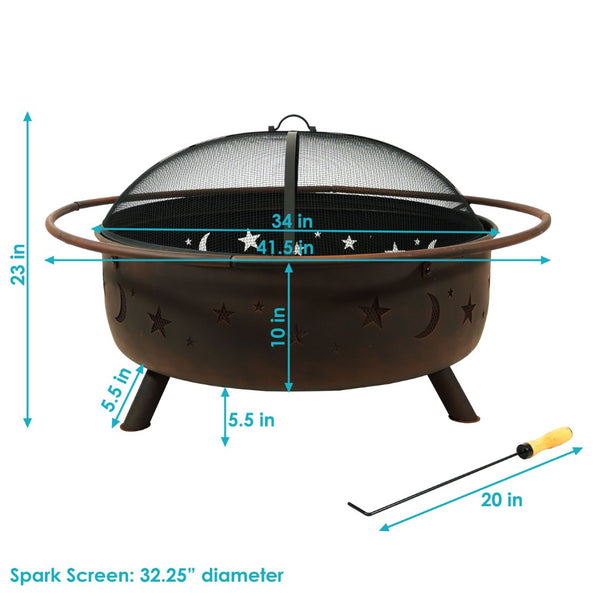 HomeRoots 42" Bronze Steel Wood Burning Fire Pit - Durable, Stylish, and Perfect for Cozy Outdoor Gatherings 666303