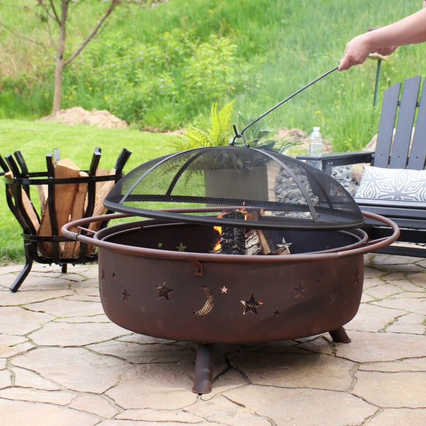 HomeRoots 42" Bronze Steel Wood Burning Fire Pit - Durable, Stylish, and Perfect for Cozy Outdoor Gatherings 666303