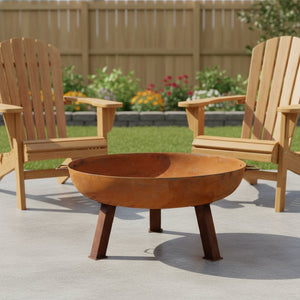 HomeRoots 34" Rustic Steel Wood-Burning Fire Pit - Perfect for Cozy Gatherings, Durable Design & Warmth! 666305