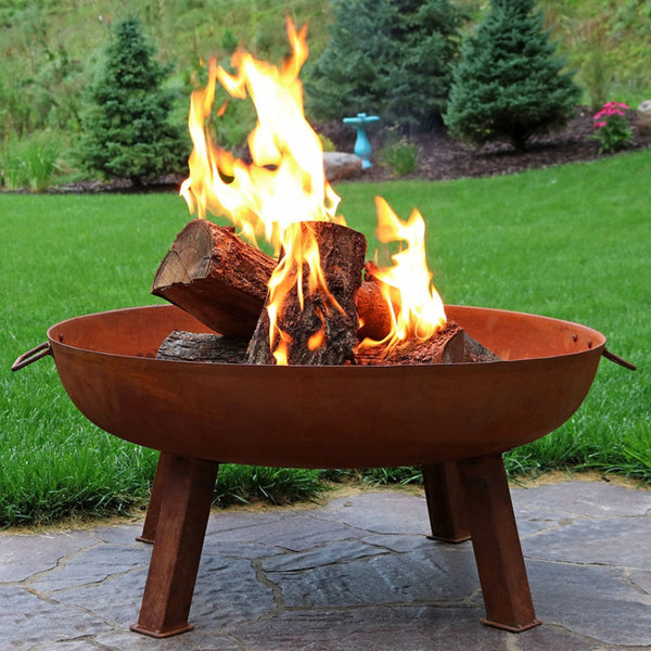 HomeRoots 34" Rustic Steel Wood-Burning Fire Pit - Perfect for Cozy Gatherings, Durable Design & Warmth! 666305