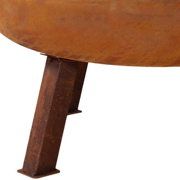 HomeRoots 34" Rustic Steel Wood-Burning Fire Pit - Perfect for Cozy Gatherings, Durable Design & Warmth! 666305