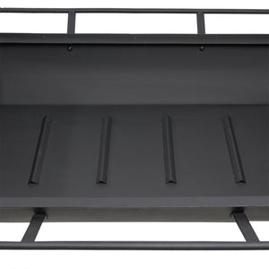 HomeRoots 36" Black Steel Wood Burning Fire Pit - Modern Rectangular Design with Cover for Cozy Outdoor Gatherings 666306
