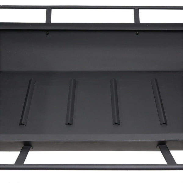 HomeRoots 36" Black Steel Wood Burning Fire Pit - Modern Rectangular Design with Cover for Cozy Outdoor Gatherings 666306