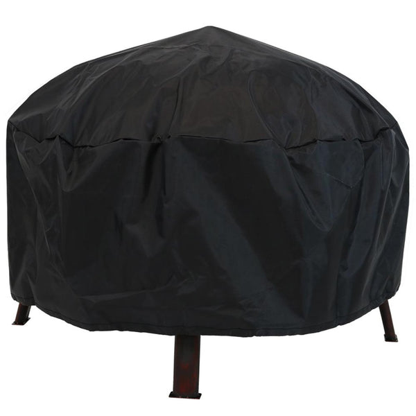 HomeRoots 34" Bronze Steel Round Fire Pit with Cover - Cozy Outdoor Wood Burning Experience for Gatherings 666311