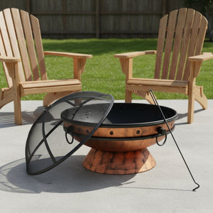 HomeRoots 30" Copper Steel Round Fire Pit – Elegant Outdoor Centerpiece for Cozy Gatherings & Warmth 666312