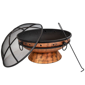 HomeRoots 30" Copper Steel Round Fire Pit – Elegant Outdoor Centerpiece for Cozy Gatherings & Warmth 666312