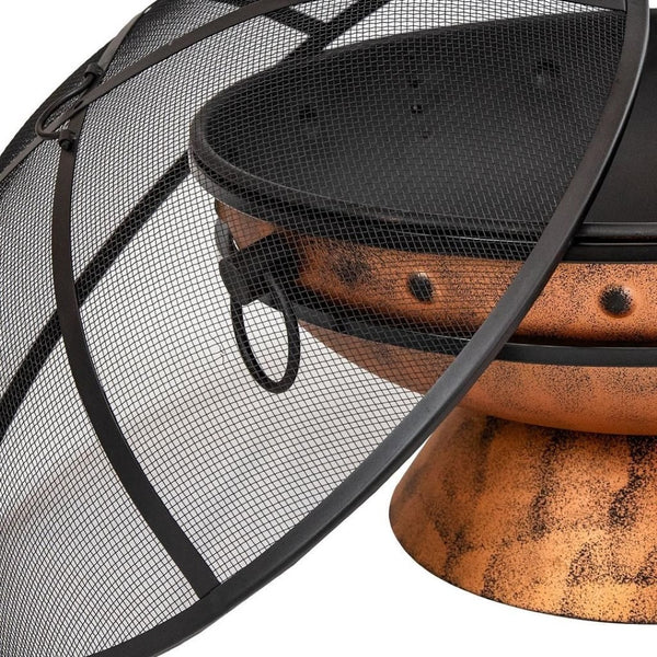 HomeRoots 30" Copper Steel Round Fire Pit – Elegant Outdoor Centerpiece for Cozy Gatherings & Warmth 666312
