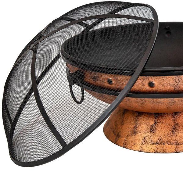 HomeRoots 30" Copper Steel Round Fire Pit – Elegant Outdoor Centerpiece for Cozy Gatherings & Warmth 666312