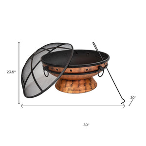 HomeRoots 30" Copper Steel Round Fire Pit – Elegant Outdoor Centerpiece for Cozy Gatherings & Warmth 666312