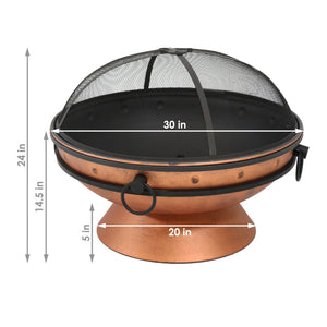 HomeRoots 30" Copper Steel Round Fire Pit – Elegant Outdoor Centerpiece for Cozy Gatherings & Warmth 666312