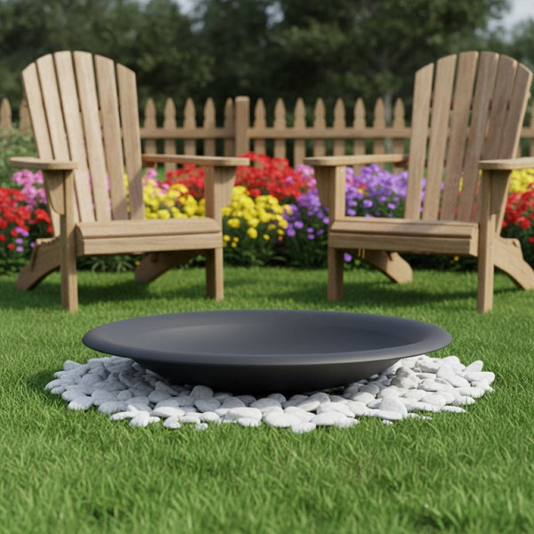 HomeRoots 33" Black Steel Fire Pit – Durable Wood Burner for Cozy Gatherings, Modern Design & Outdoor Ambiance 666313