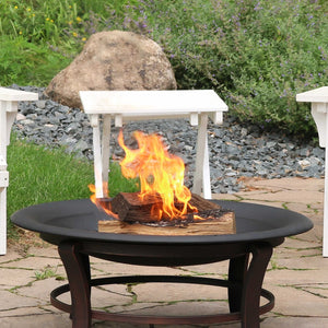HomeRoots 33" Black Steel Fire Pit – Durable Wood Burner for Cozy Gatherings, Modern Design & Outdoor Ambiance 666313