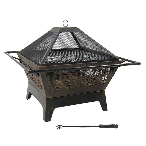 HomeRoots 32" Bronze Steel Wood Burning Fire Pit – Durable, Stylish, and Perfect for Cozy Outdoor Gatherings! 666315