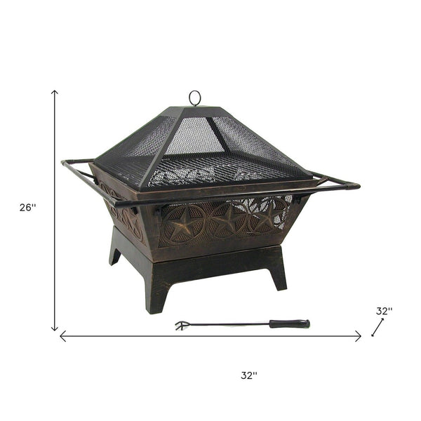 HomeRoots 32" Bronze Steel Wood Burning Fire Pit – Durable, Stylish, and Perfect for Cozy Outdoor Gatherings! 666315