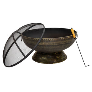 HomeRoots 30" Bronze Steel Wood Burning Fire Pit - Timeless Outdoor Centerpiece for Cozy Gatherings & Ambiance 666316