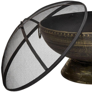 HomeRoots 30" Bronze Steel Wood Burning Fire Pit - Timeless Outdoor Centerpiece for Cozy Gatherings & Ambiance 666316