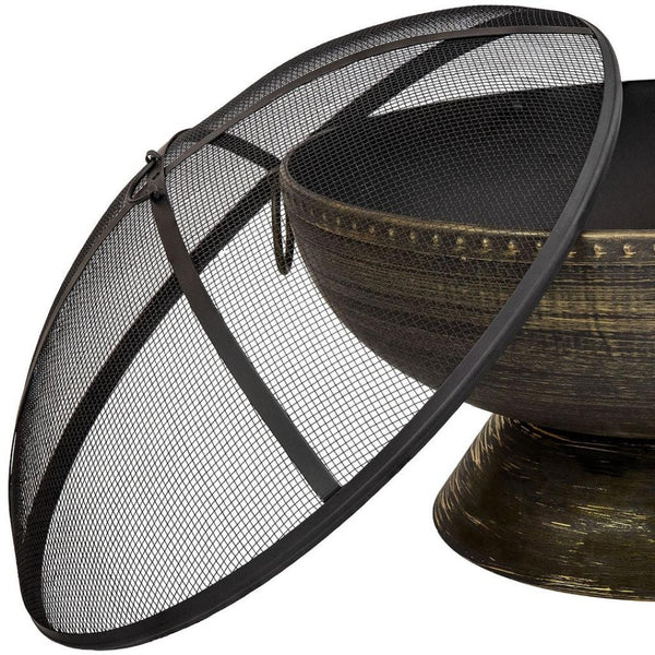 HomeRoots 30" Bronze Steel Wood Burning Fire Pit - Timeless Outdoor Centerpiece for Cozy Gatherings & Ambiance 666316