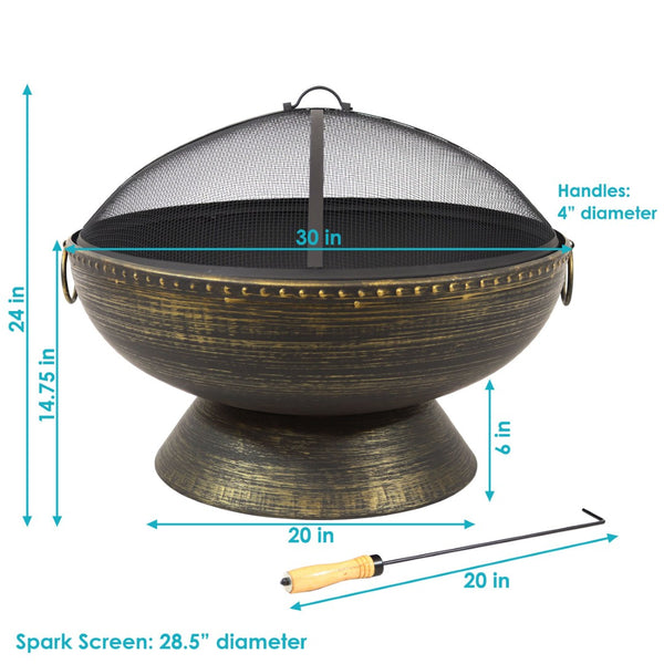 HomeRoots 30" Bronze Steel Wood Burning Fire Pit - Timeless Outdoor Centerpiece for Cozy Gatherings & Ambiance 666316