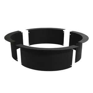 HomeRoots 42" Black Steel Wood Burning Fire Ring - Sturdy Outdoor Ambiance for Gatherings & Cozy Evenings 666317