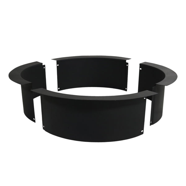 HomeRoots 42" Black Steel Wood Burning Fire Ring - Sturdy Outdoor Ambiance for Gatherings & Cozy Evenings 666317