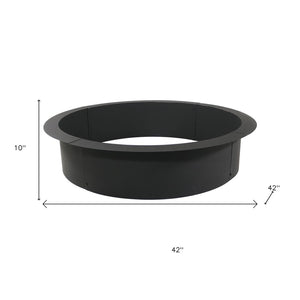 HomeRoots 42" Black Steel Wood Burning Fire Ring - Sturdy Outdoor Ambiance for Gatherings & Cozy Evenings 666317