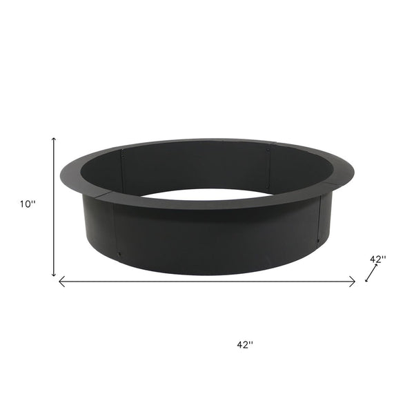 HomeRoots 42" Black Steel Wood Burning Fire Ring - Sturdy Outdoor Ambiance for Gatherings & Cozy Evenings 666317