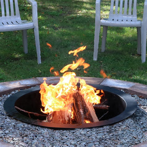 HomeRoots 42" Black Steel Wood Burning Fire Ring - Sturdy Outdoor Ambiance for Gatherings & Cozy Evenings 666317