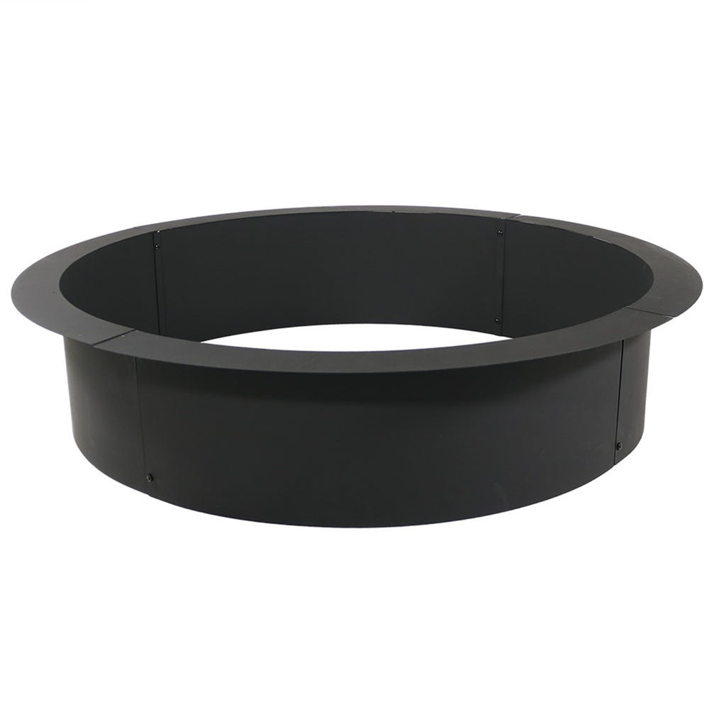 HomeRoots 42" Black Steel Wood Burning Fire Ring - Sturdy Outdoor Ambiance for Gatherings & Cozy Evenings 666317