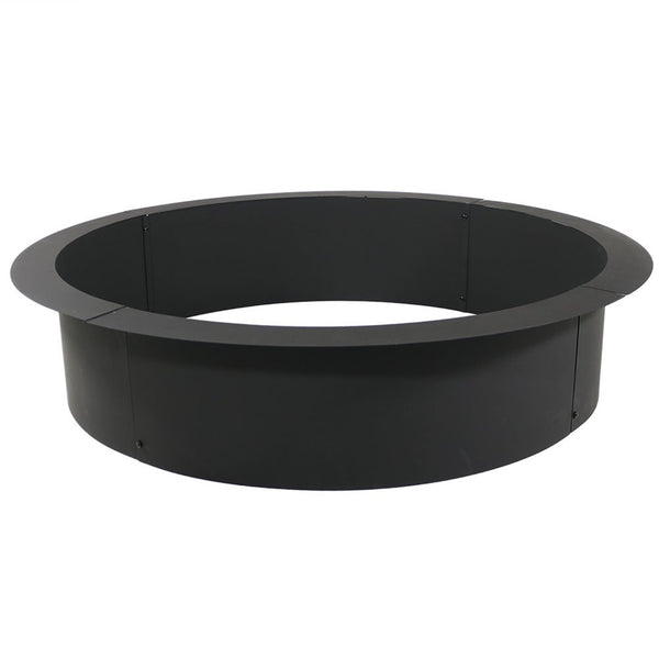 HomeRoots 42" Black Steel Wood Burning Fire Ring - Sturdy Outdoor Ambiance for Gatherings & Cozy Evenings 666317