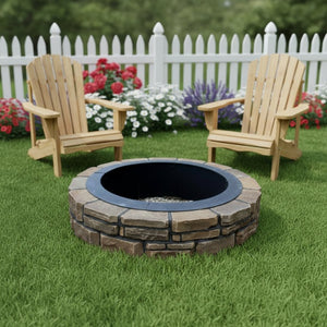 HomeRoots 45" Black Steel Wood Burning Fire Ring - Durable Outdoor Centerpiece for Cozy Gatherings & Relaxation 666318