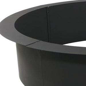 HomeRoots 45" Black Steel Wood Burning Fire Ring - Durable Outdoor Centerpiece for Cozy Gatherings & Relaxation 666318