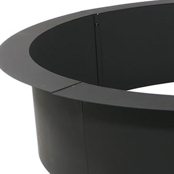 HomeRoots 45" Black Steel Wood Burning Fire Ring - Durable Outdoor Centerpiece for Cozy Gatherings & Relaxation 666318