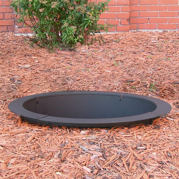 HomeRoots 45" Black Steel Wood Burning Fire Ring - Durable Outdoor Centerpiece for Cozy Gatherings & Relaxation 666318